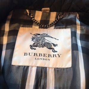 BURBERRY, quilted, black, 3/4 length, belted coat